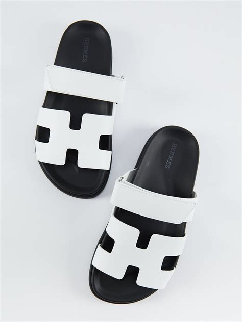 hermes sandals black and white|hermes chypre sandal women white.